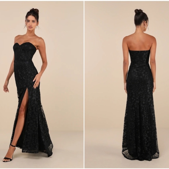 LULU's Floral Sexy Flowy Prom Wedding Chic Elegant Sophisticated Bustier Maxi - Picture 3 of 4